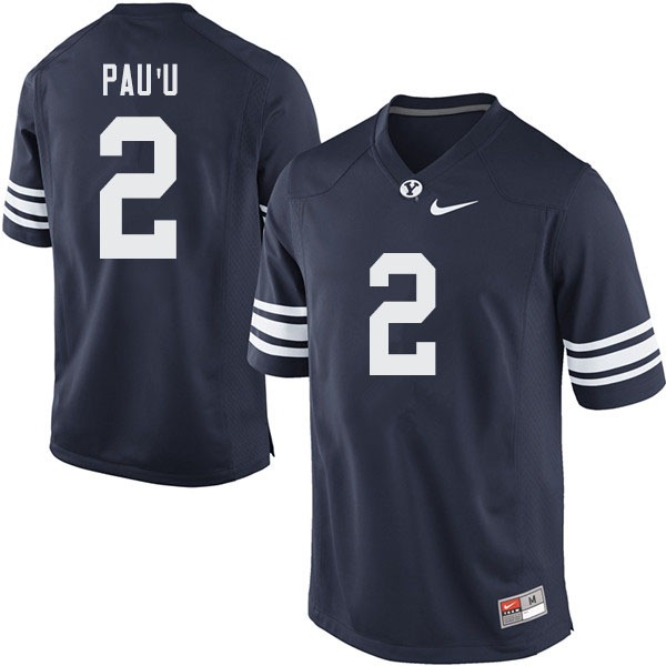 Men #2 Neil Pau'u BYU Cougars College Football Jerseys Sale-Navy